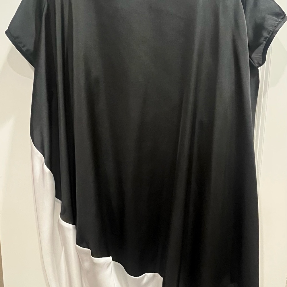 Black and White Silk Designer Women's Top